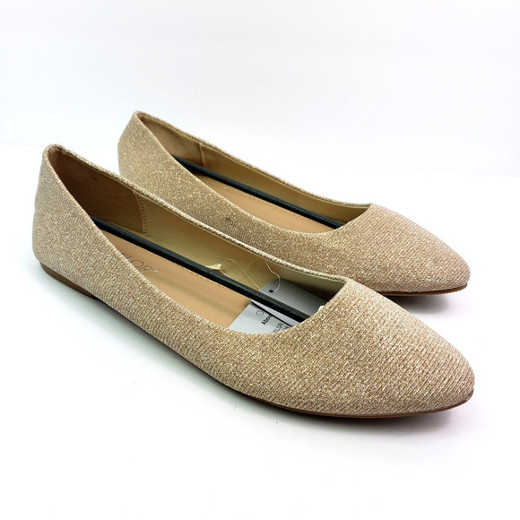 Samilor Womens Size 9 Gold Sparkle Slip On Formal Casual Ballet Flats Shoes - Picture 1 of 10